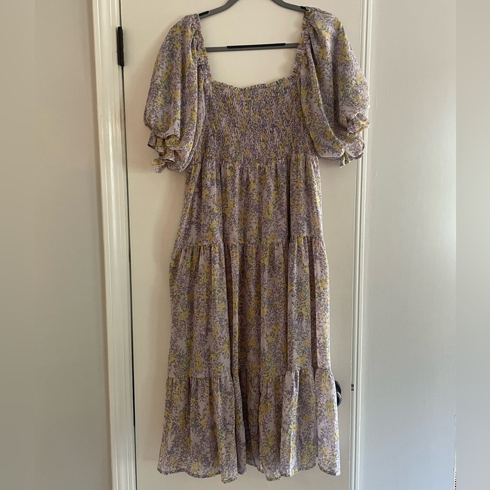 Pinkblush maternity floral midi dress, lavender/purple